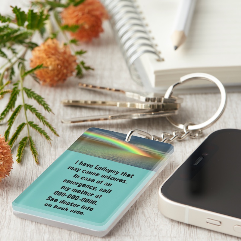 Pic of Safety Alert Acrylic Keychain in the Liz Daniel Emporium on Zazzle